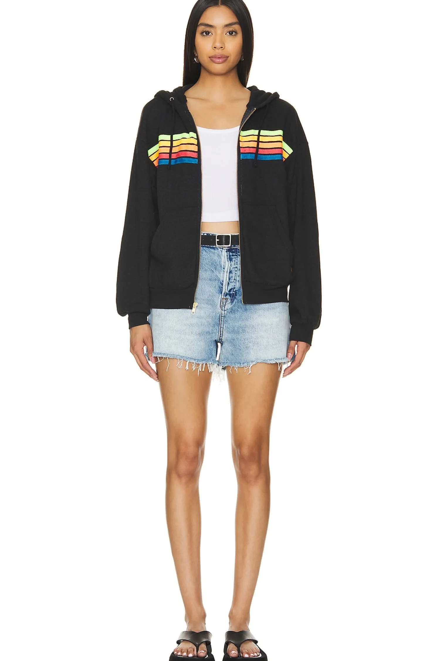 Women Aviator Nation Loungewear>5 Stripe Zip Hoodie
