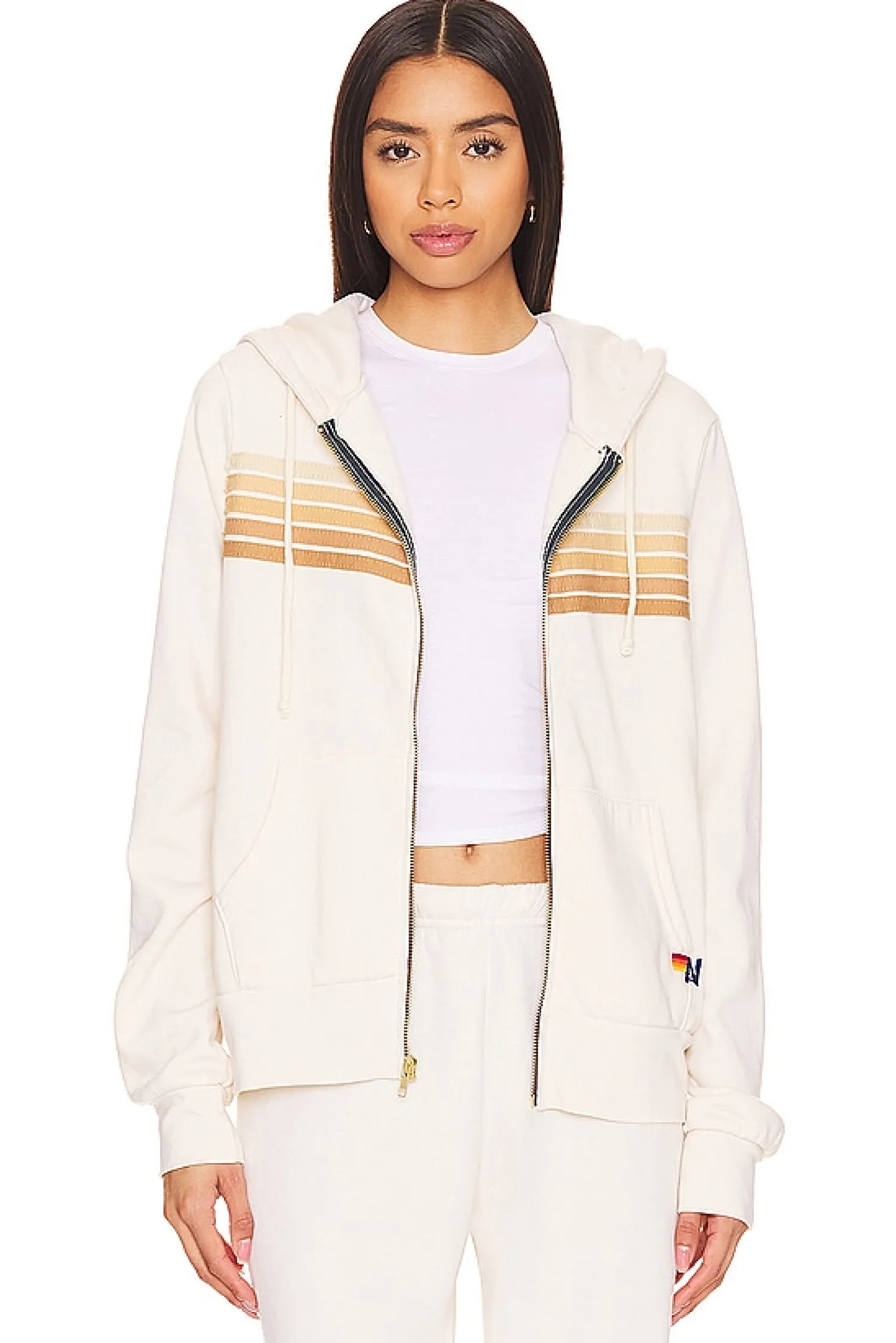 Women Aviator Nation Matching Sets>5 Stripe Zip Up Hoodie