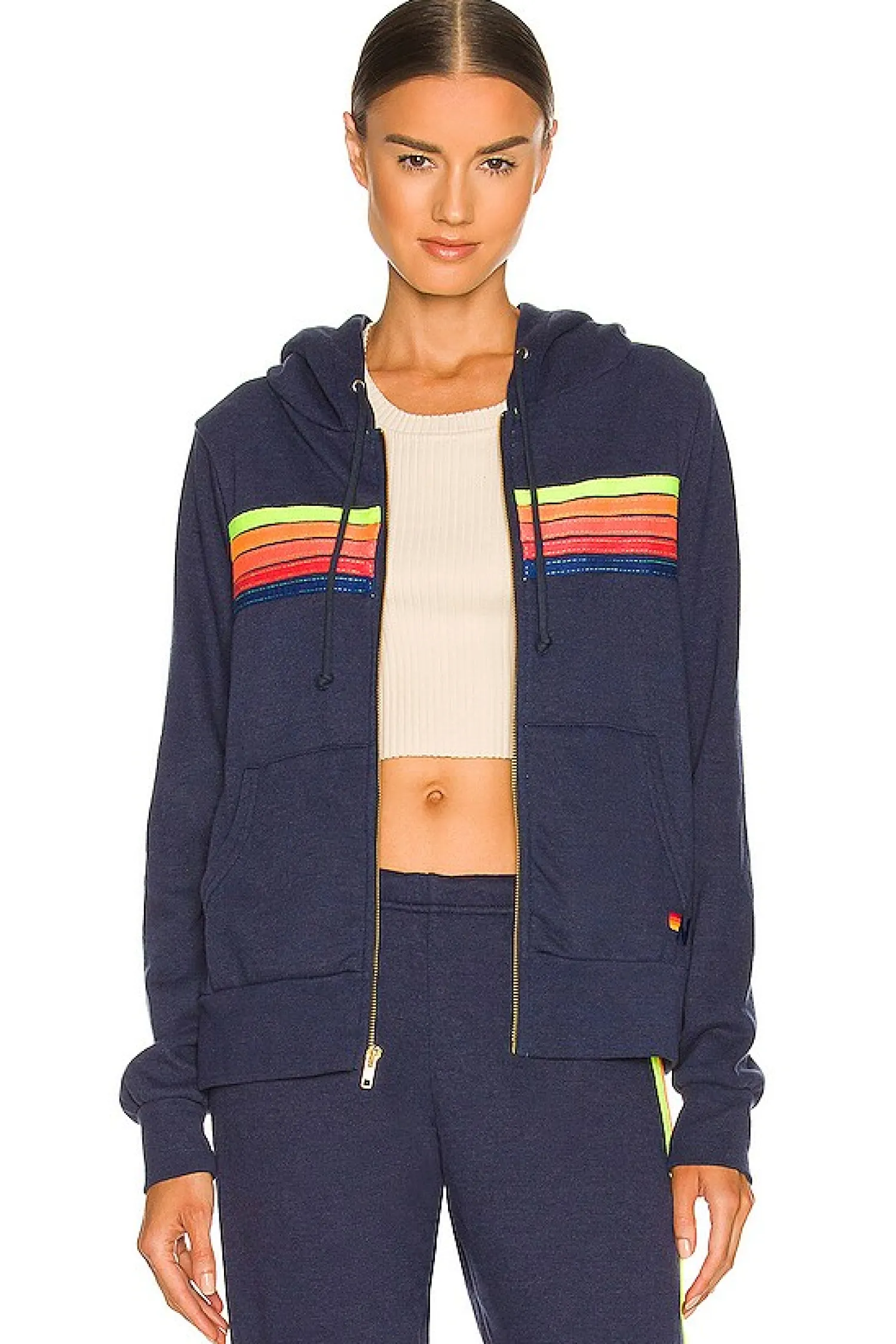 Women Aviator Nation Matching Sets>5 Stripe Zip Up Hoodie