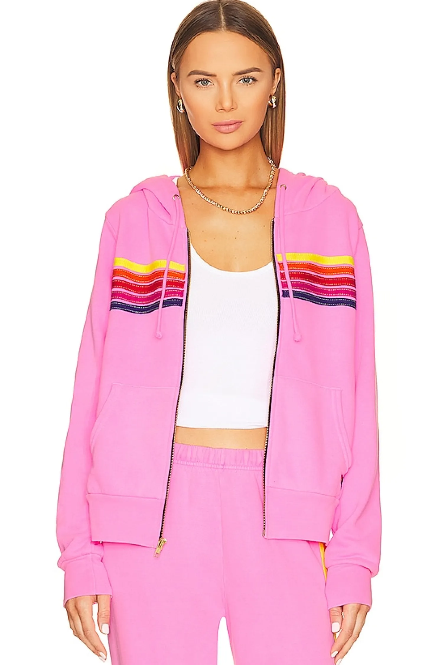 Women Aviator Nation Matching Sets>5 Stripe Zip Up Hoodie