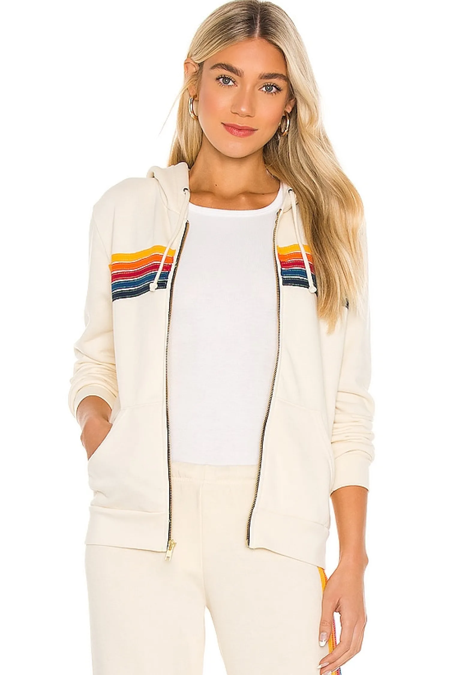 Women Aviator Nation Matching Sets>5 Stripe Zip Up Hoodie