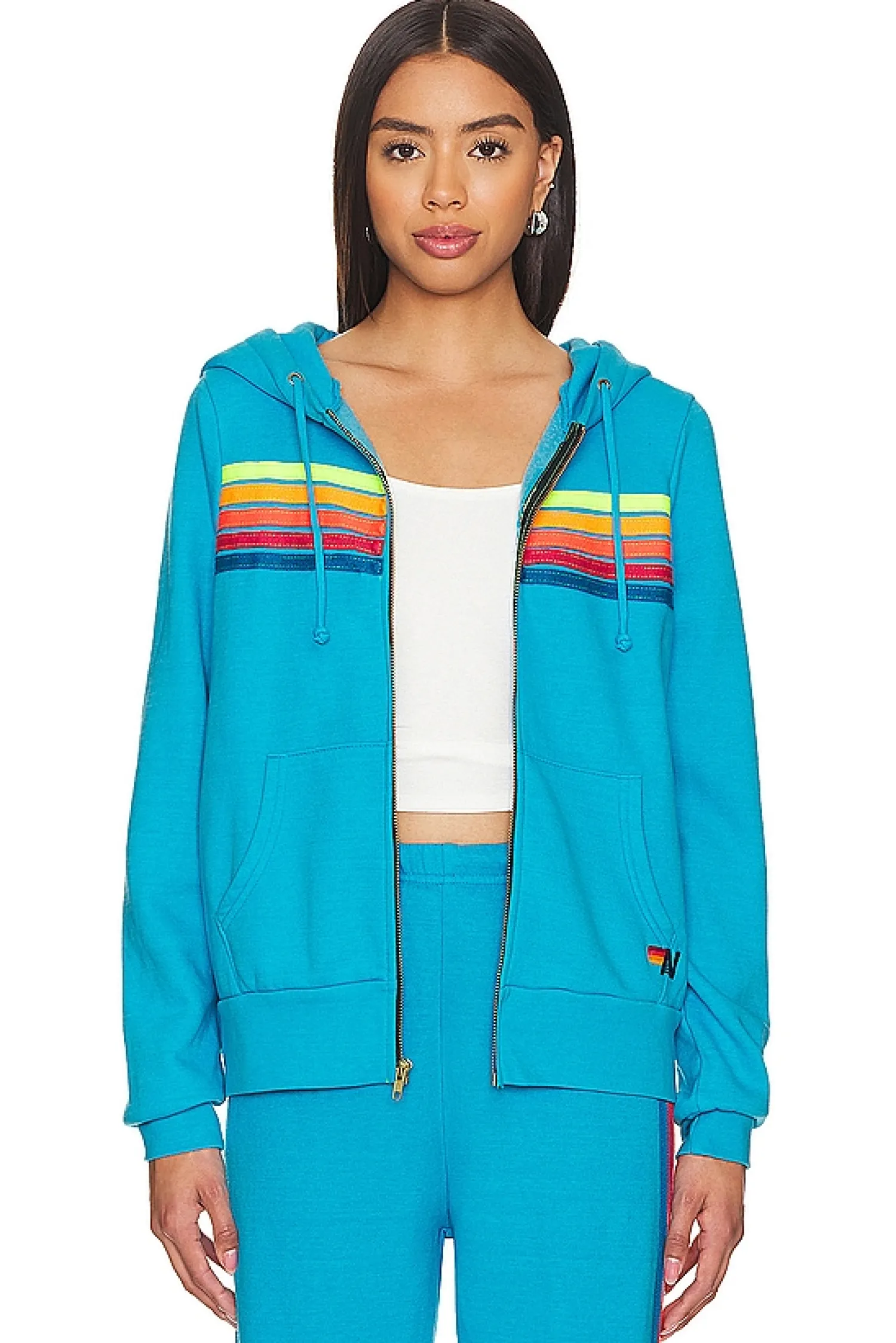 Women Aviator Nation Matching Sets>5 Stripe Zip Up Hoodie