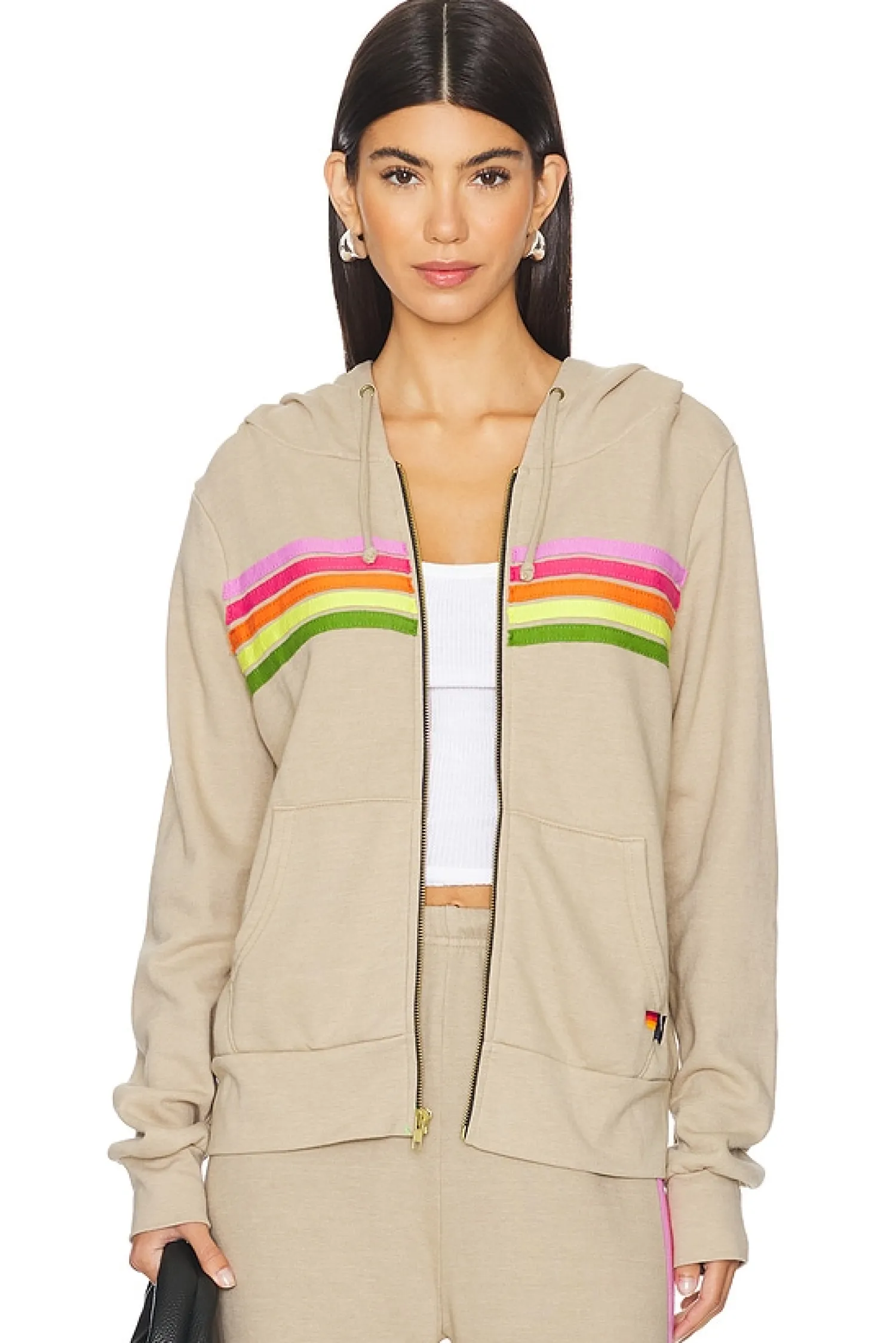Women Aviator Nation Matching Sets>5 Stripe Zip Up Hoodie