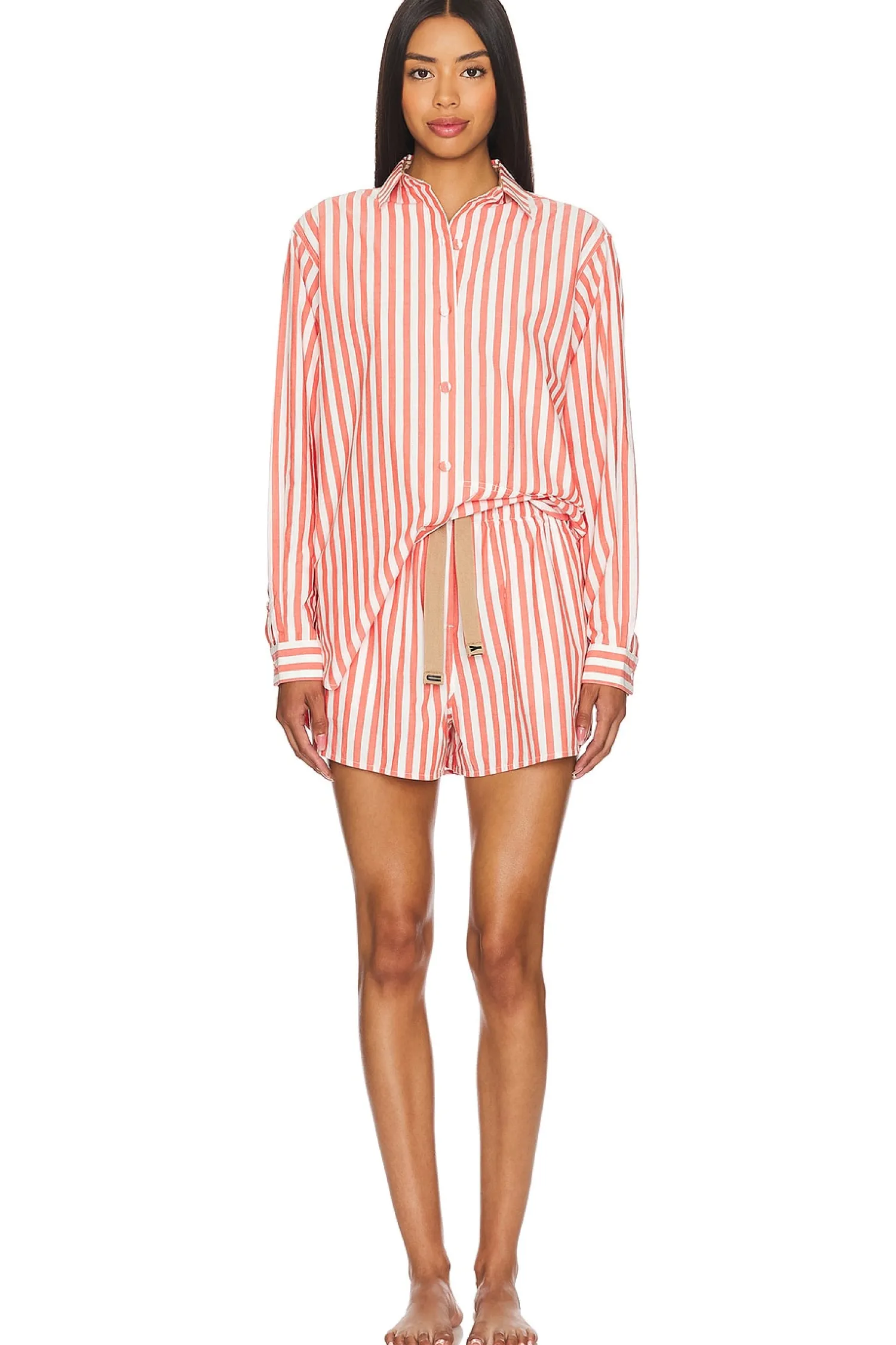 Women LUNYA Lingerie & Sleepwear>Airy Cotton Curved Hem Short Sleeve Set