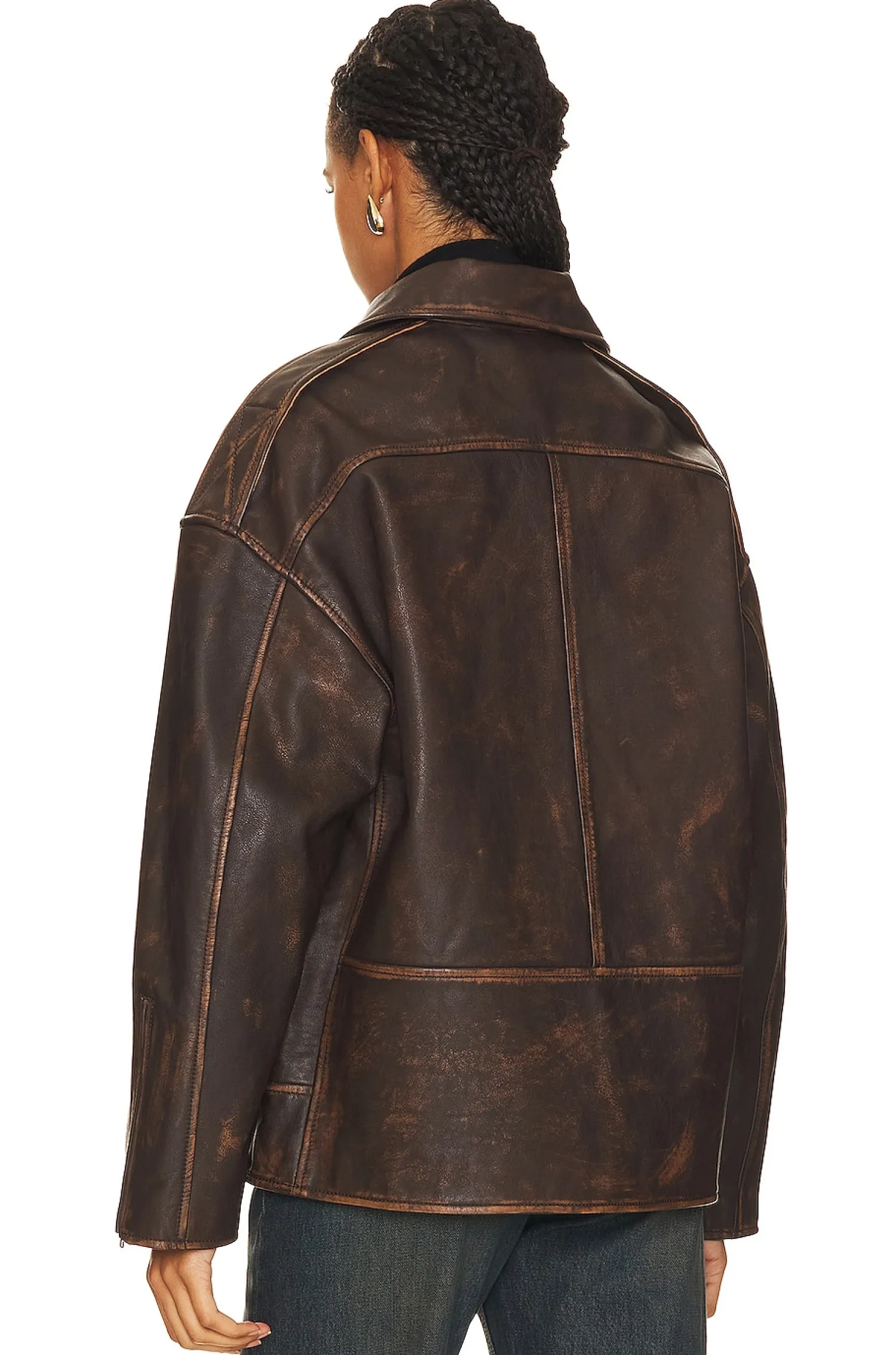 Women GRLFRND Jackets & Coats>Alek Distressed Leather Jacket
