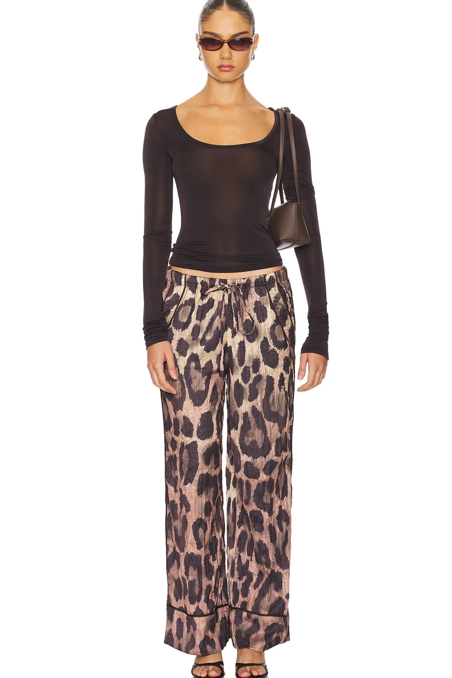 Women Free People Pants>All Out Satin Leopard Pant