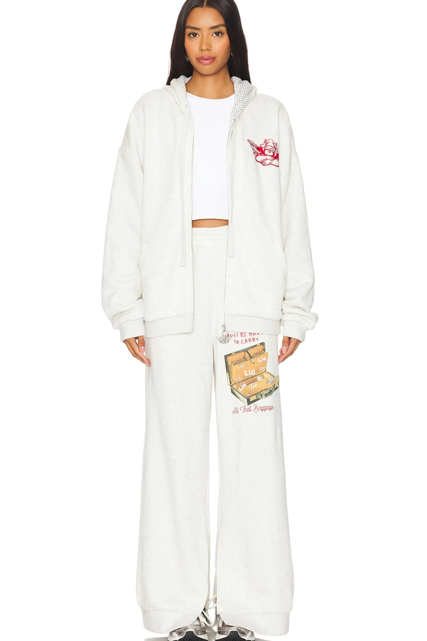 Women Boys Lie Loungewear>All That Baggage Terry Natural Zip Up Hoodie
