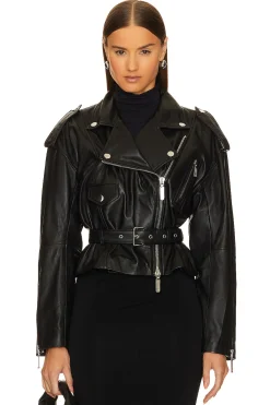 Women Camila Coelho Jackets & Coats>Ambrosia Leather Moto Jacket