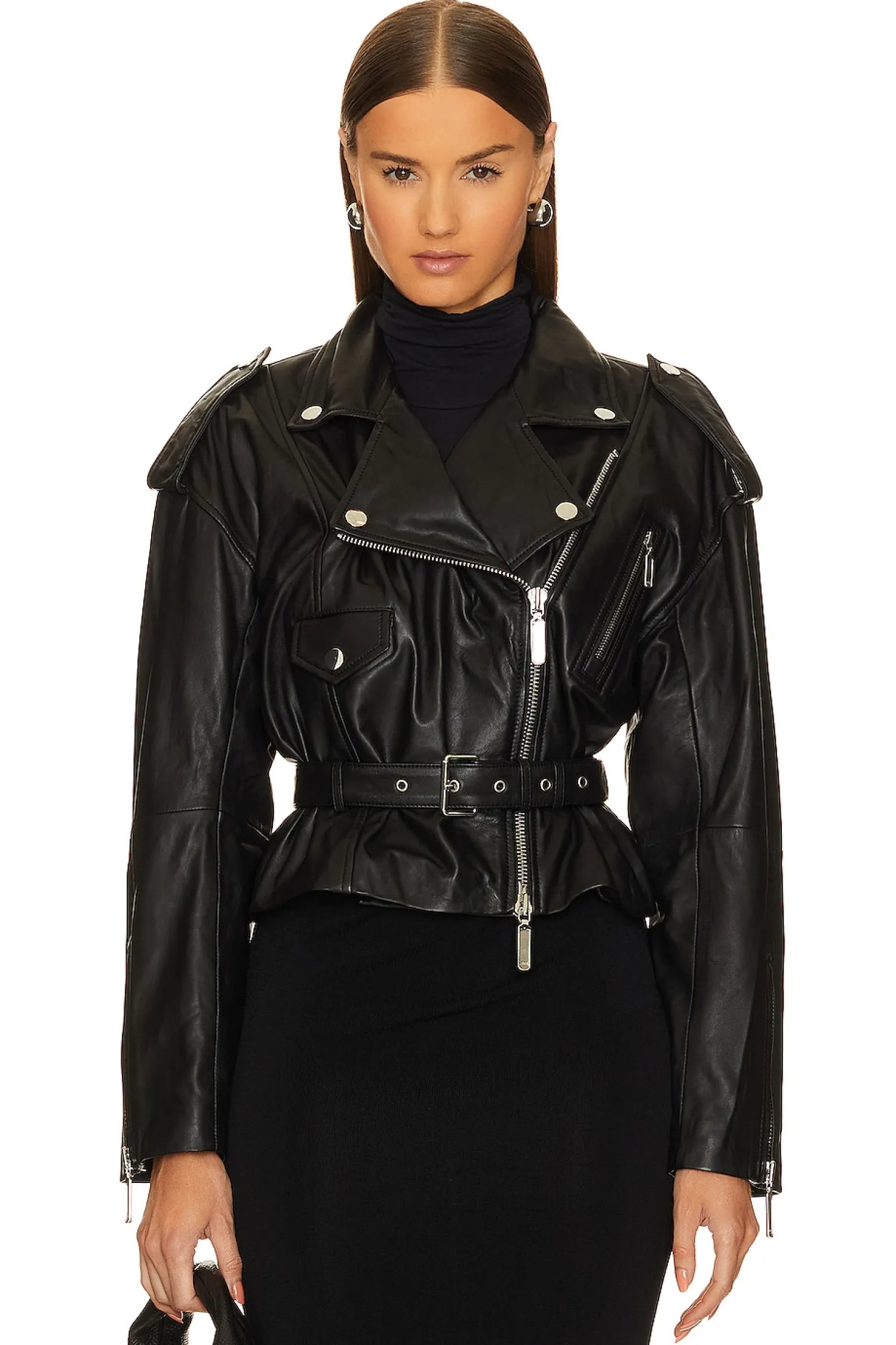 Women Camila Coelho Jackets & Coats>Ambrosia Leather Moto Jacket