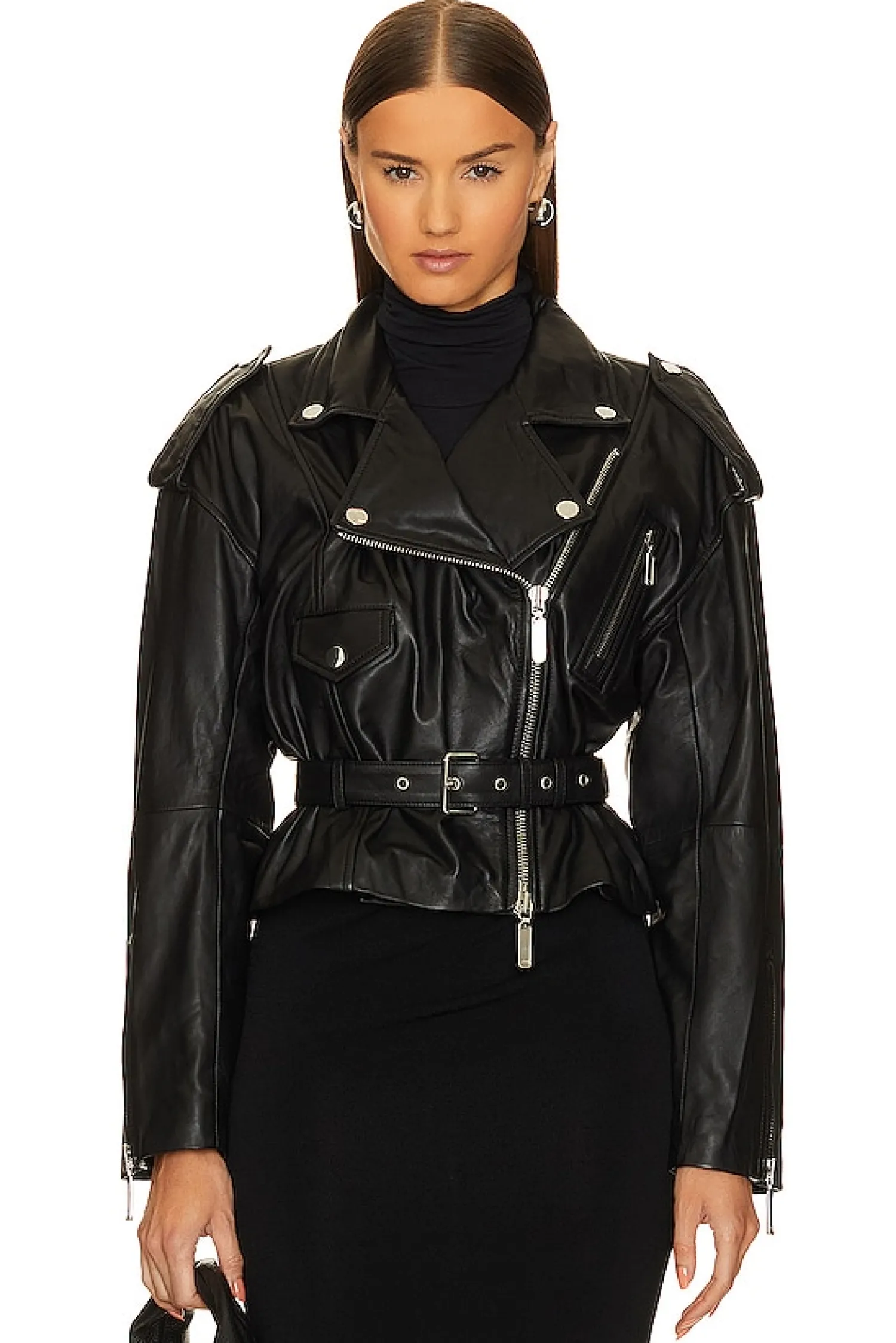 Women Camila Coelho Jackets & Coats>Ambrosia Leather Moto Jacket