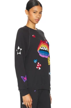 Women Lauren Moshi Loungewear>Anela Crew Neck Raglan Pullover Love Collage