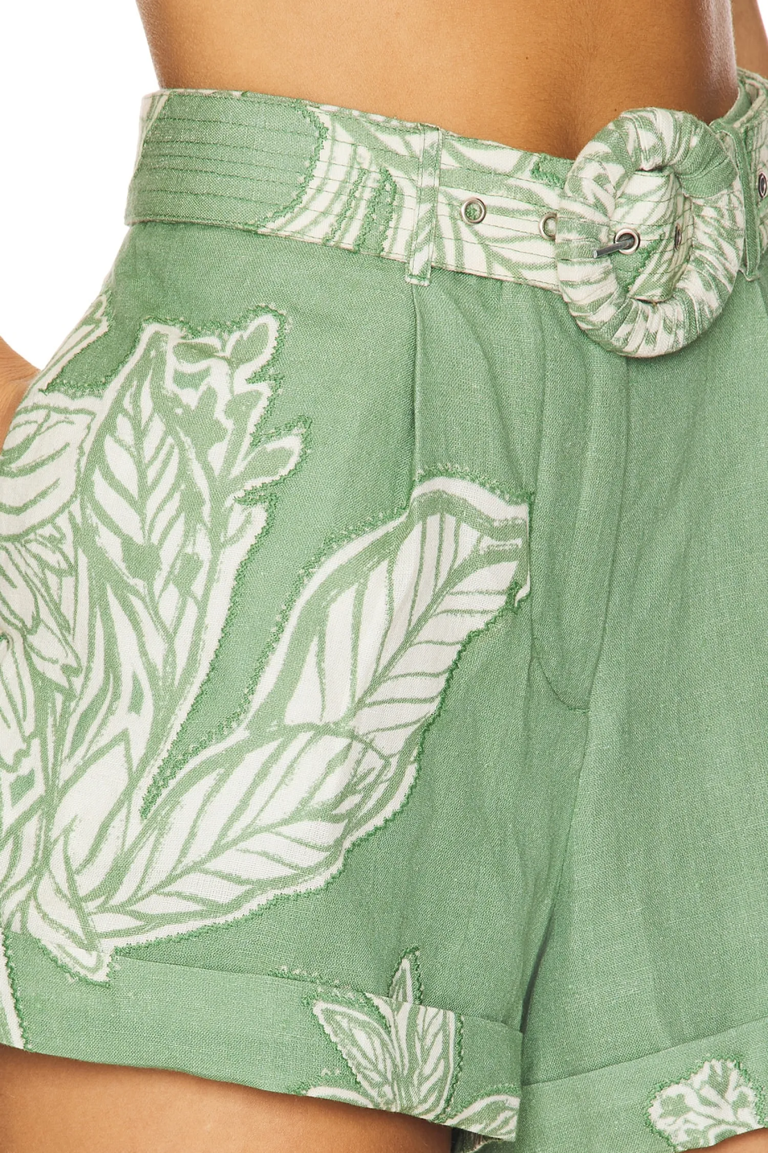 Women HEMANT AND NANDITA Matching Sets>Applique Shorts With Buckle Belt