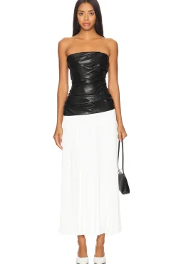 Women SIMKHAI Dresses>Arie Faux Leather Bustier Midi Dress