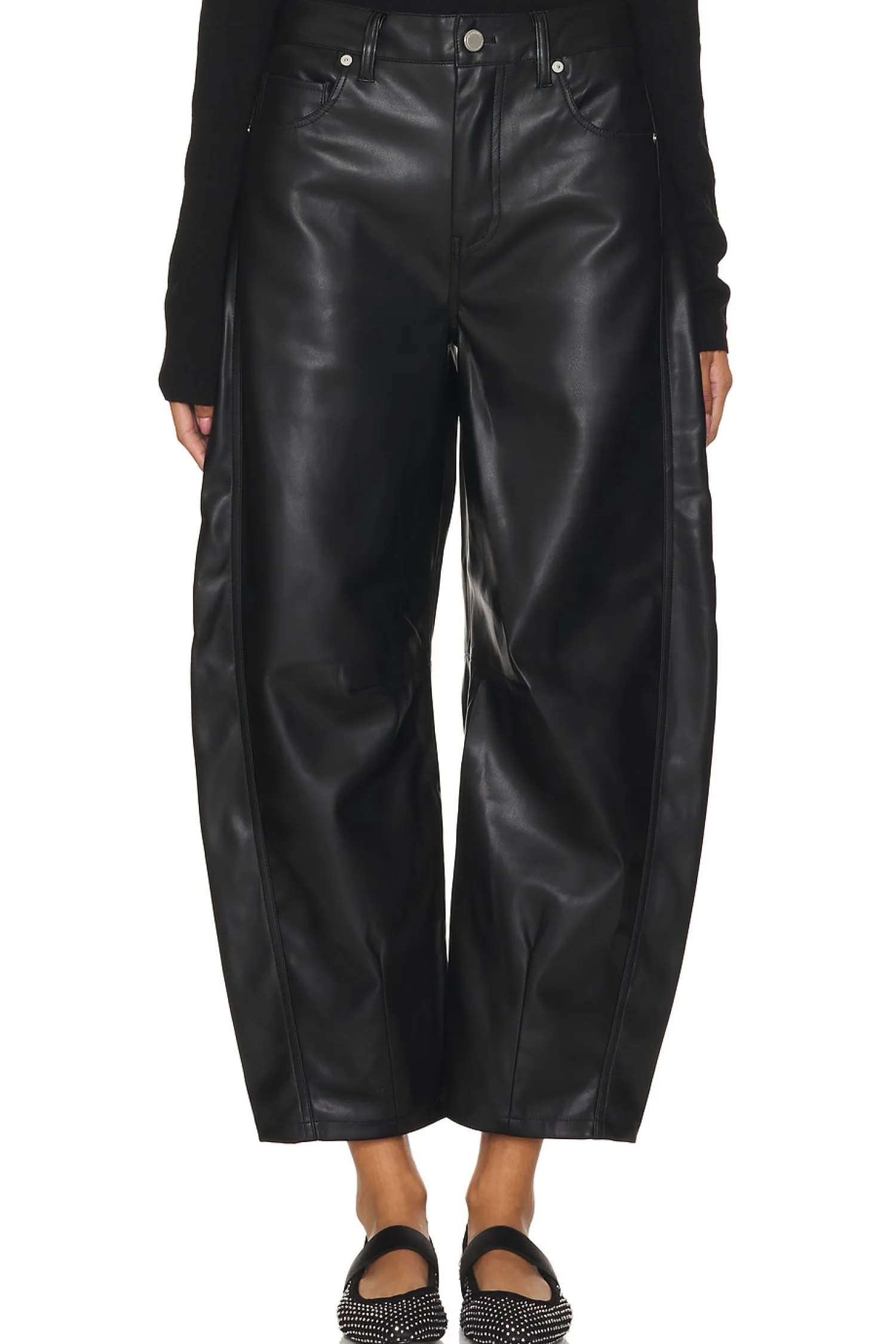 Women BLANKNYC Pants>Barrel Leg Faux Leather Pant