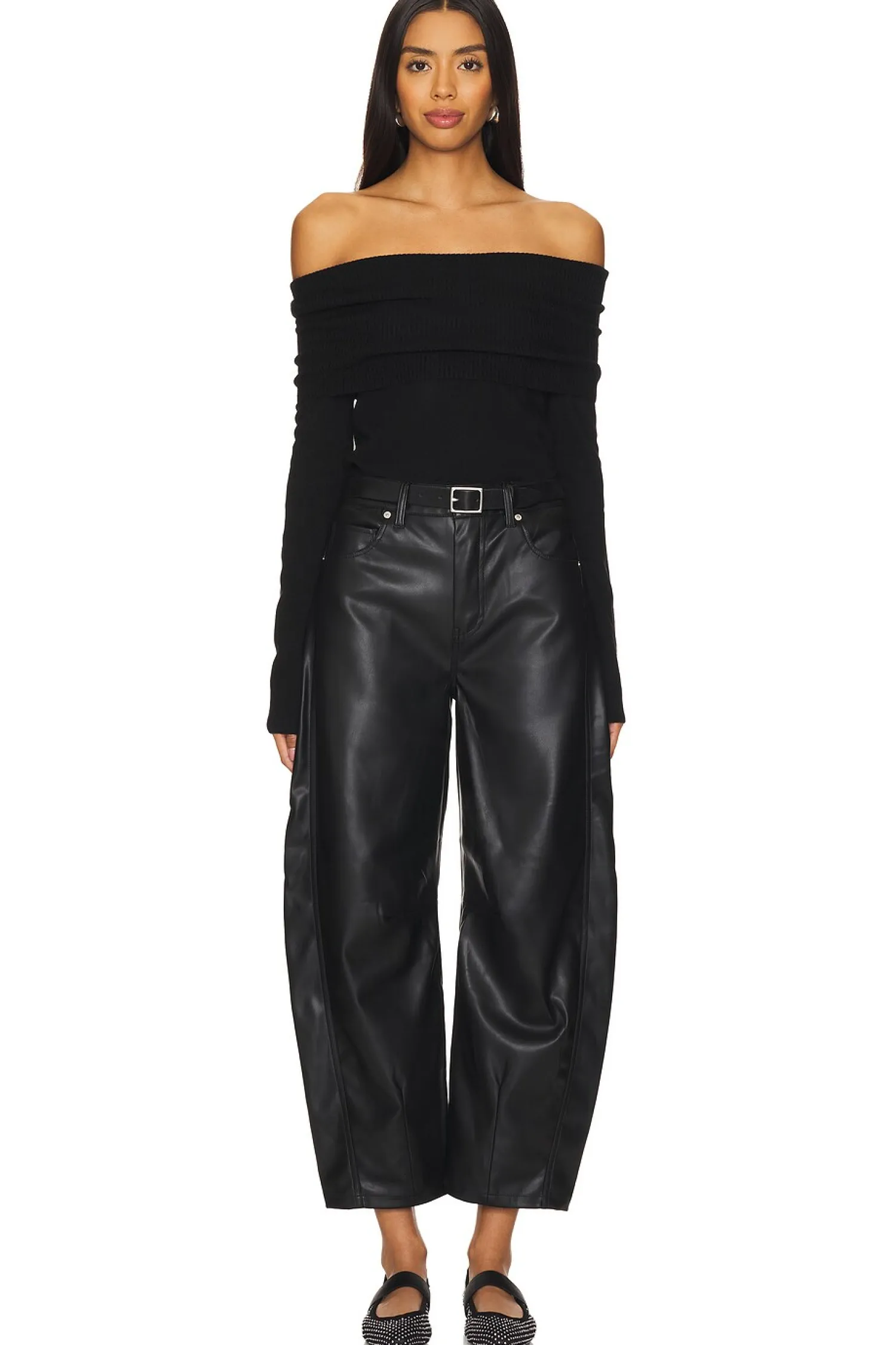 Women BLANKNYC Pants>Barrel Leg Faux Leather Pant