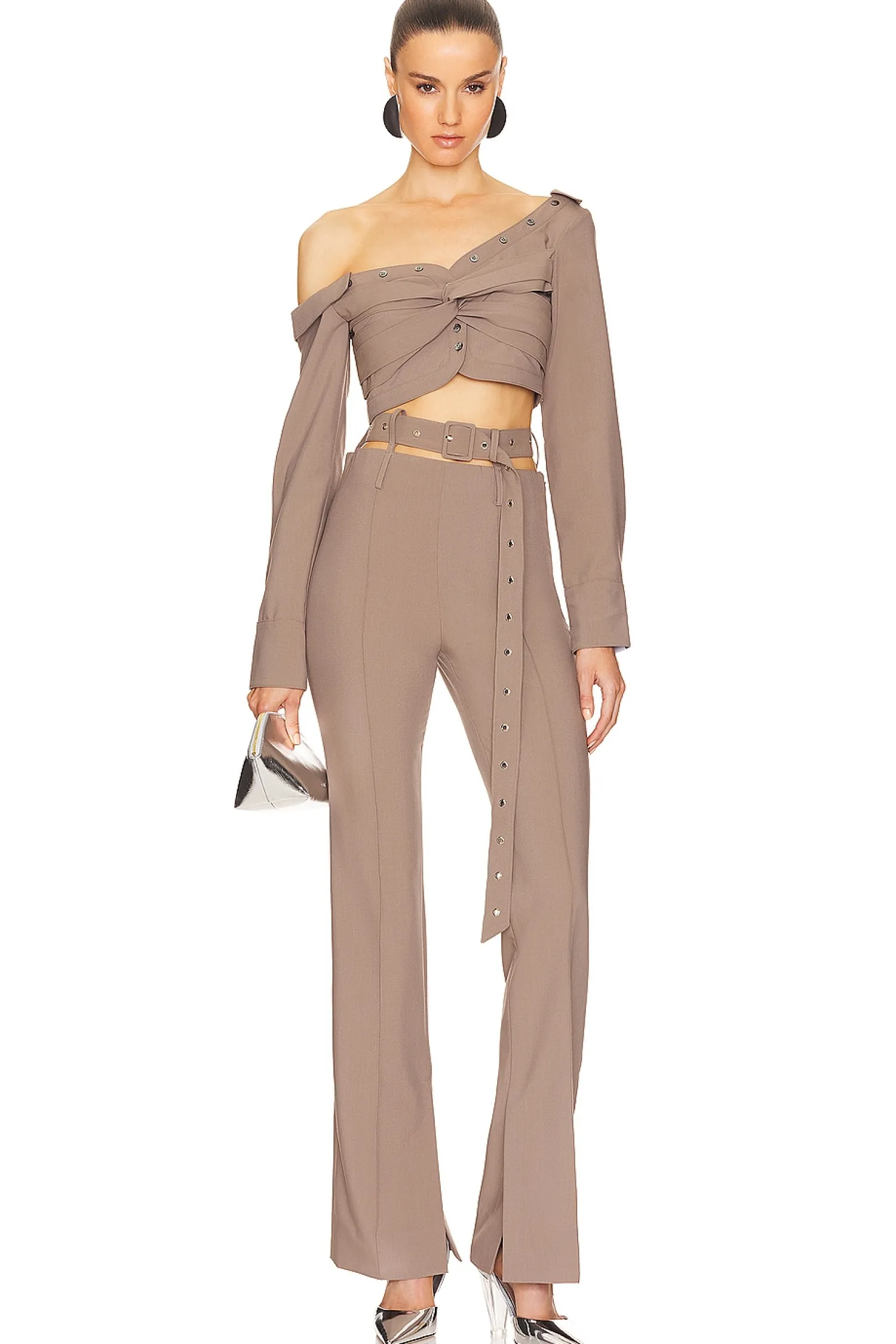 Women ROKH Matching Sets>Belt Detailed Flare Trouser
