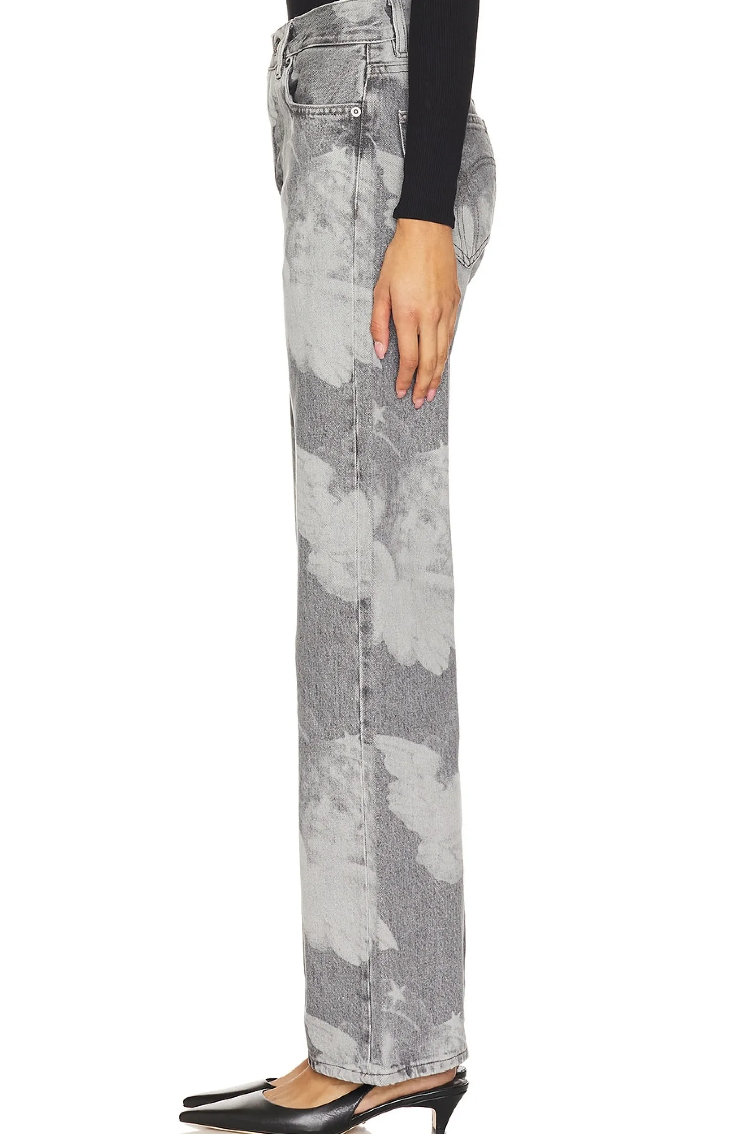Women FIORUCCI Pants>Black Angel Print Straight