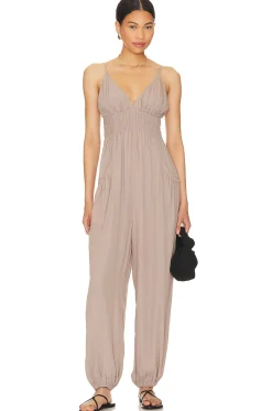 Women Bobi Jumpsuits>Black Smocked Jumpsuit