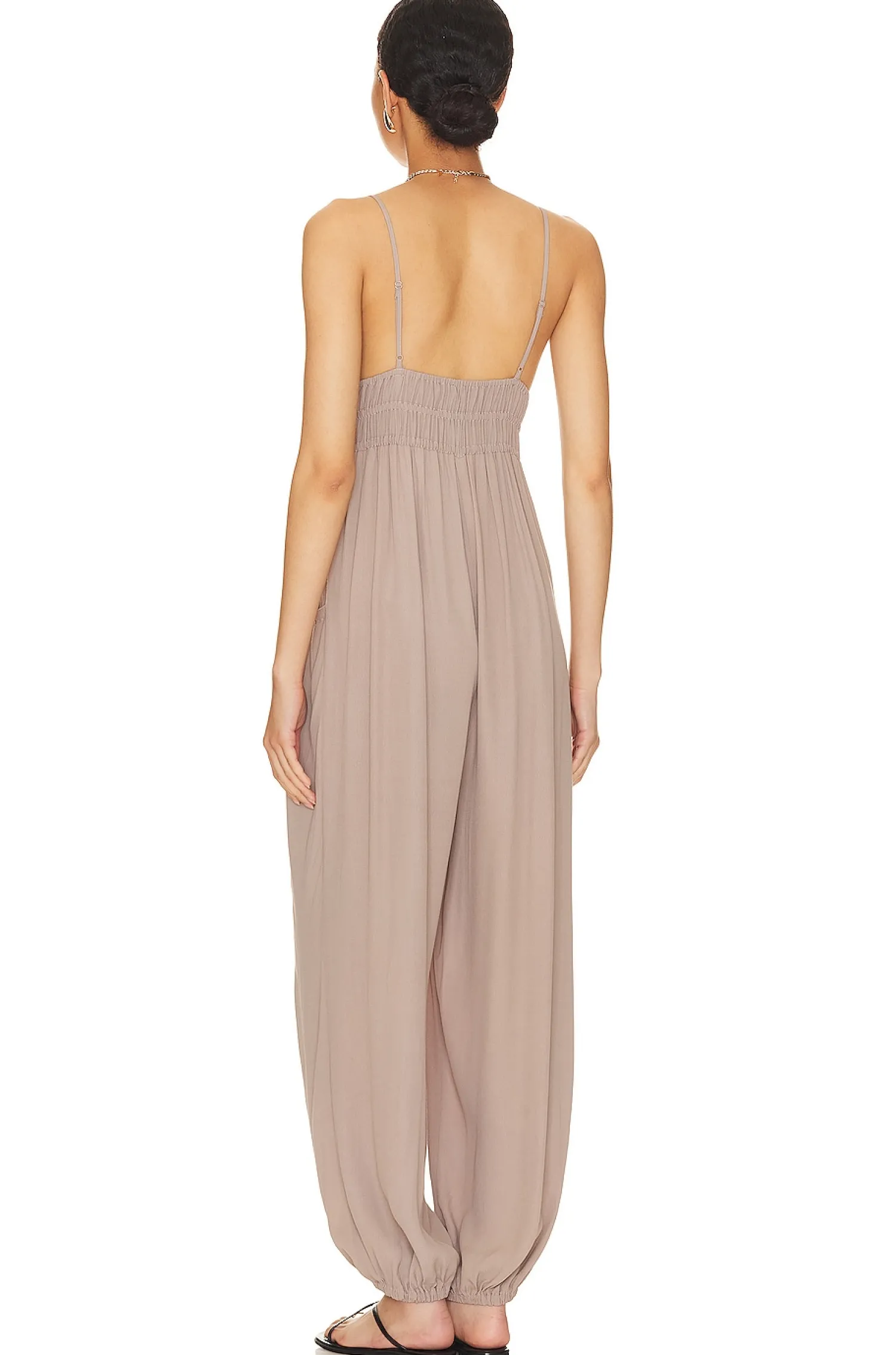Women Bobi Jumpsuits>Black Smocked Jumpsuit