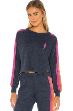 Women Aviator Nation Loungewear>Bolt Cropped Classic Crewneck
