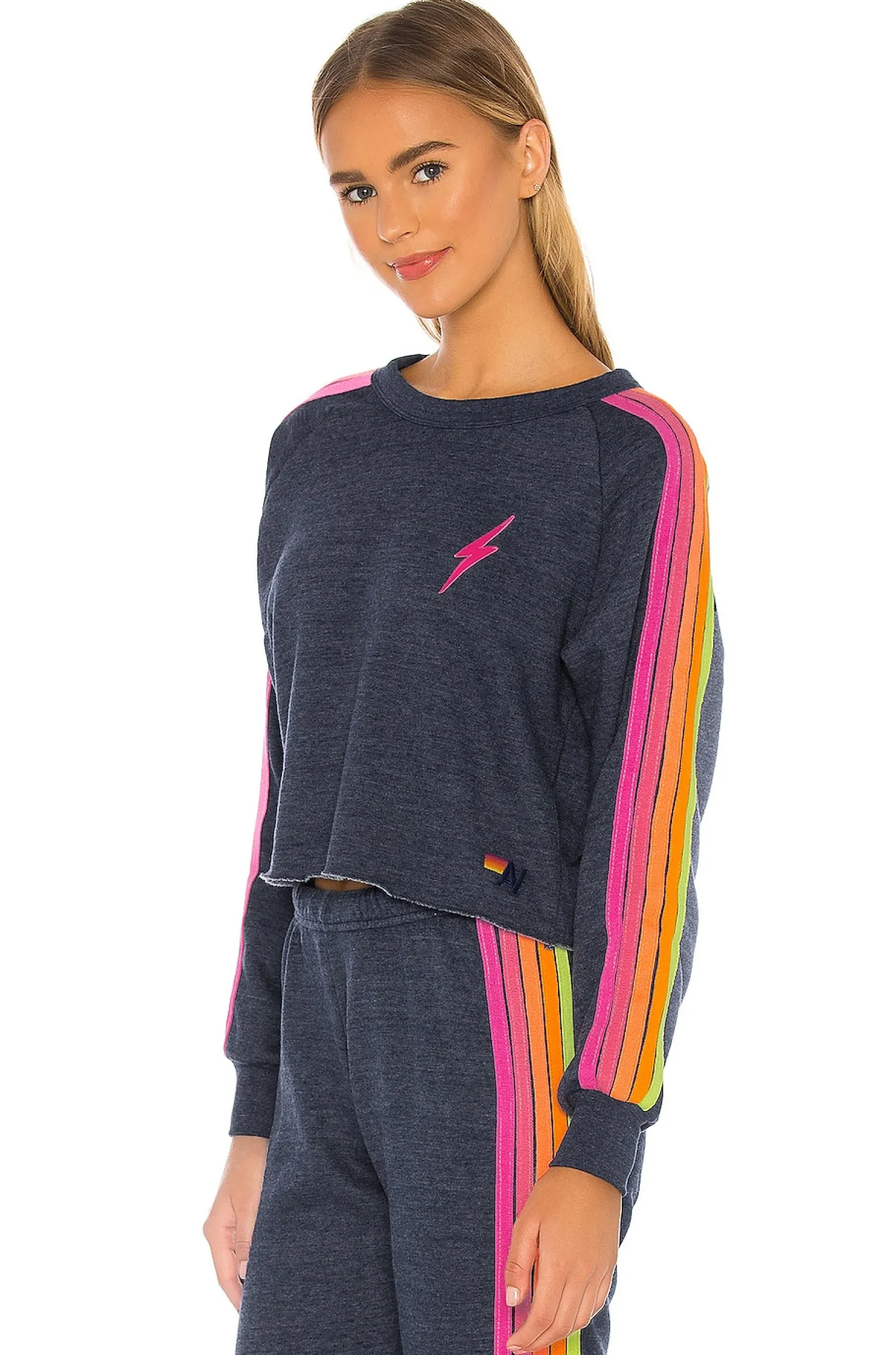 Women Aviator Nation Loungewear>Bolt Cropped Classic Crewneck