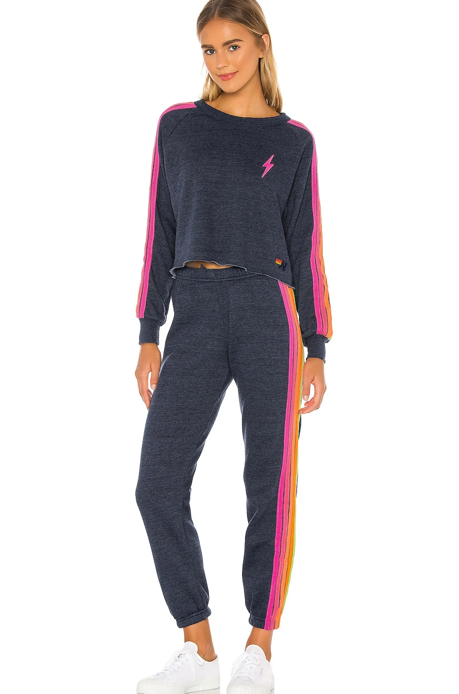 Women Aviator Nation Loungewear>Bolt Cropped Classic Crewneck