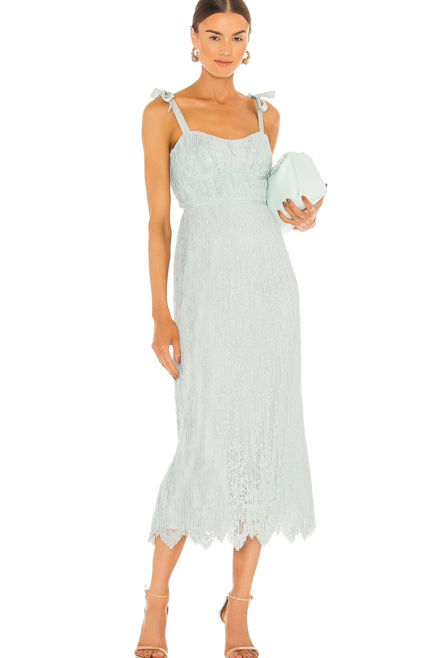 Women SIMKHAI Dresses>Bonnie Silk Lace Plisse Strapless Bustier Midi Dress