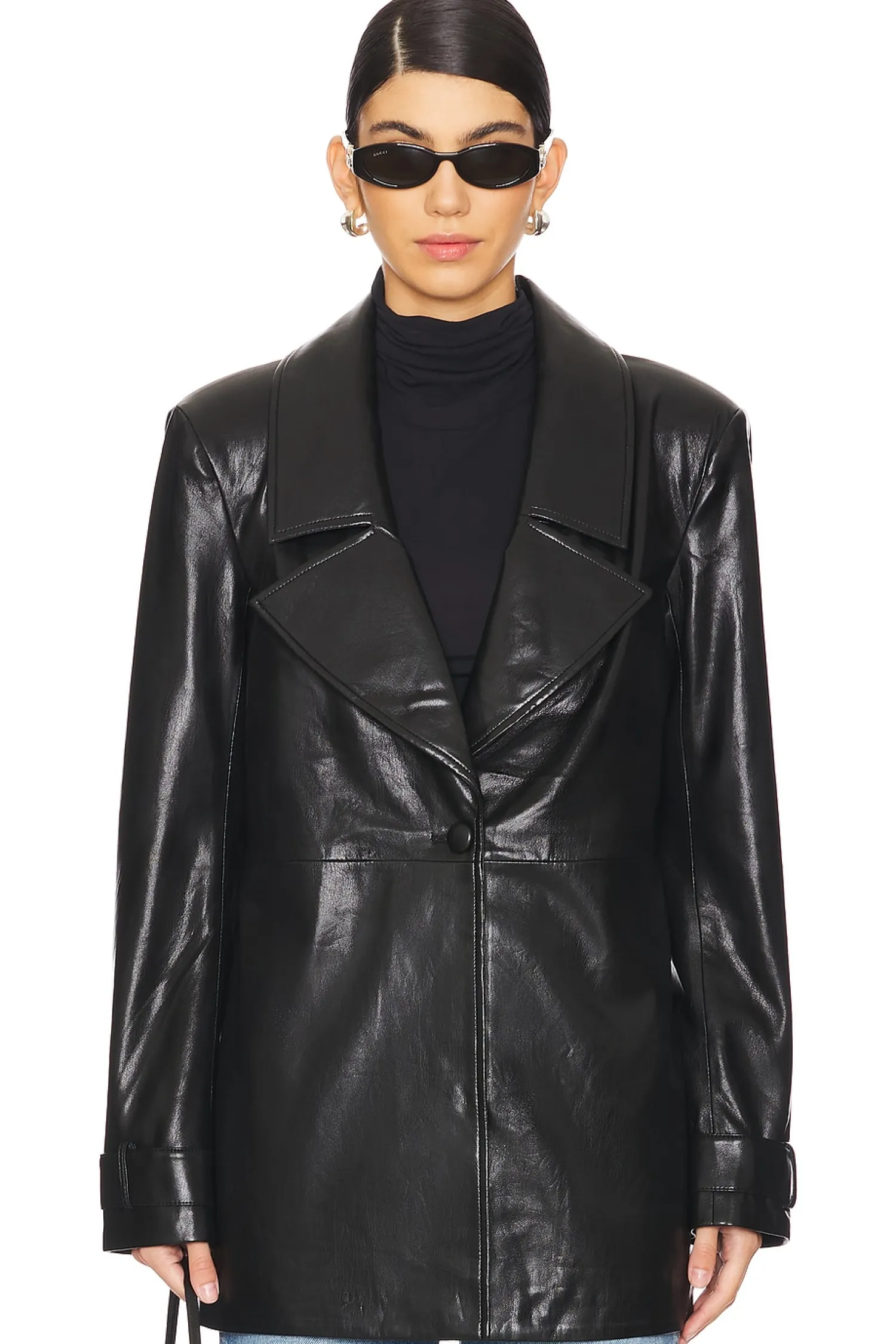 Women House of Harlow 1960 Jackets & Coats>Bordeaux Faux Leather Blazer
