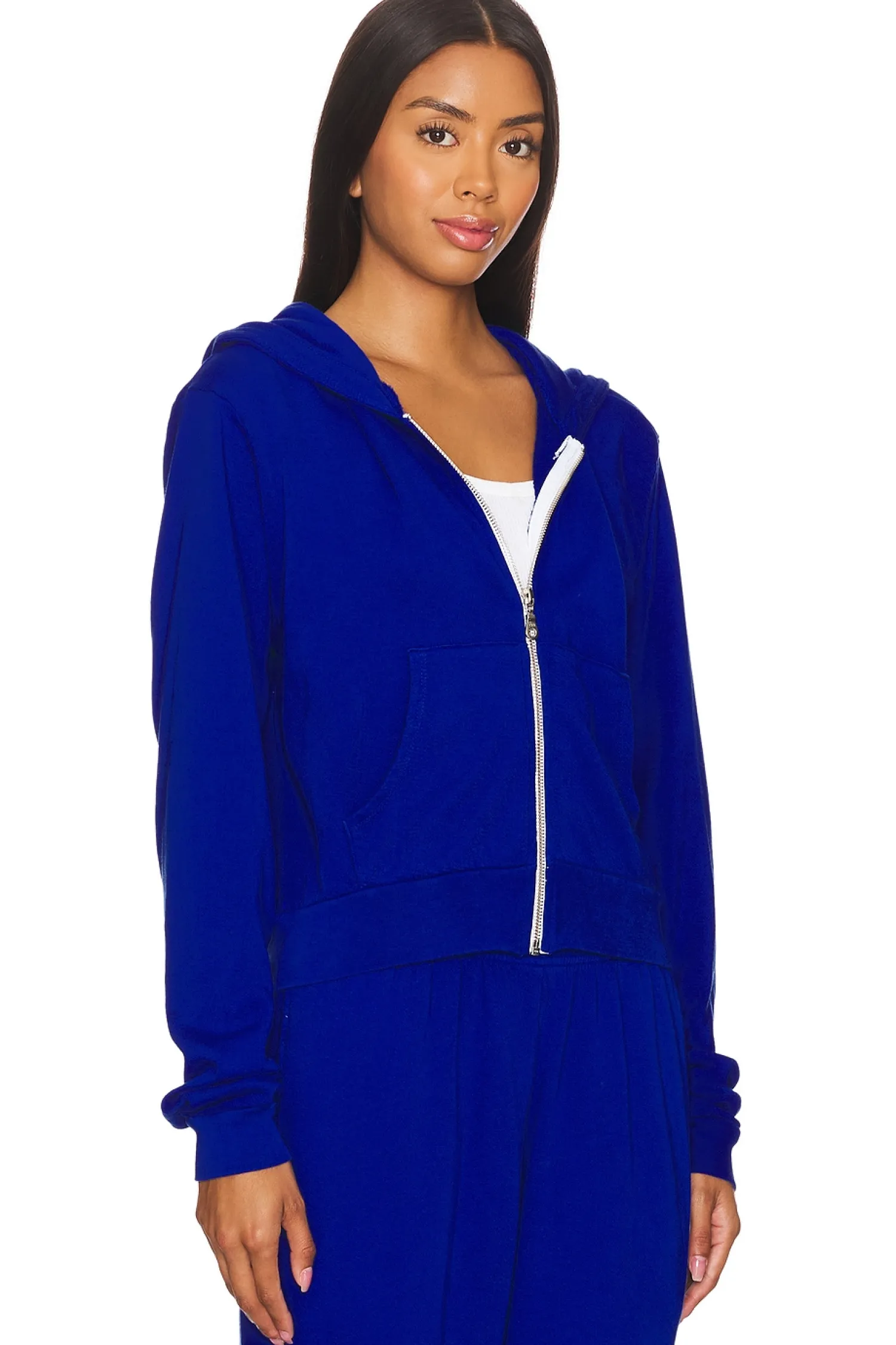 Women Michael Lauren Loungewear>Bowman Crop Zip Up Hoodie