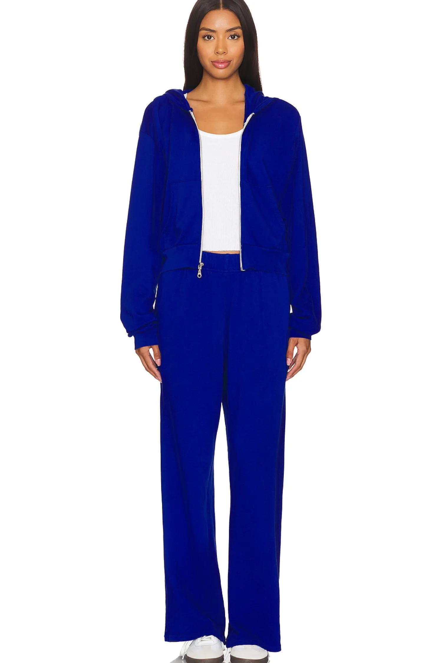 Women Michael Lauren Loungewear>Bowman Crop Zip Up Hoodie