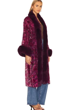 Women Adrienne Landau Jackets & Coats>Burnout Velvet Faux Fur Coat