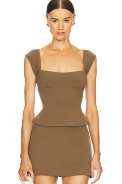 Women WeWoreWhat Matching Sets>Cap Sleeve Corset Top
