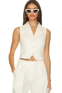 Women L'Academie Matching Sets|Jackets & Coats>Carinne Linen Vest Top