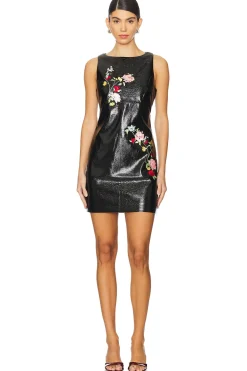 Women Kitri Dresses>Carolyn Embroidered Vinyl Mini Dress