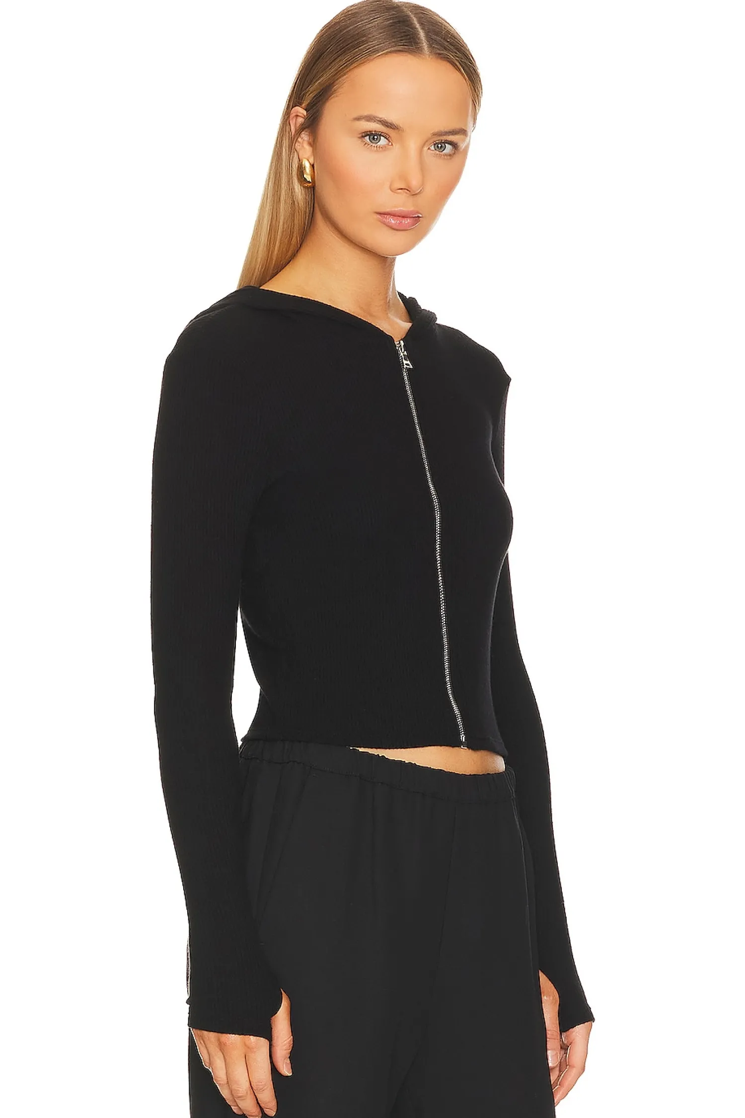 Women Michael Lauren Loungewear>Caspar Crop Fitted Hoodie