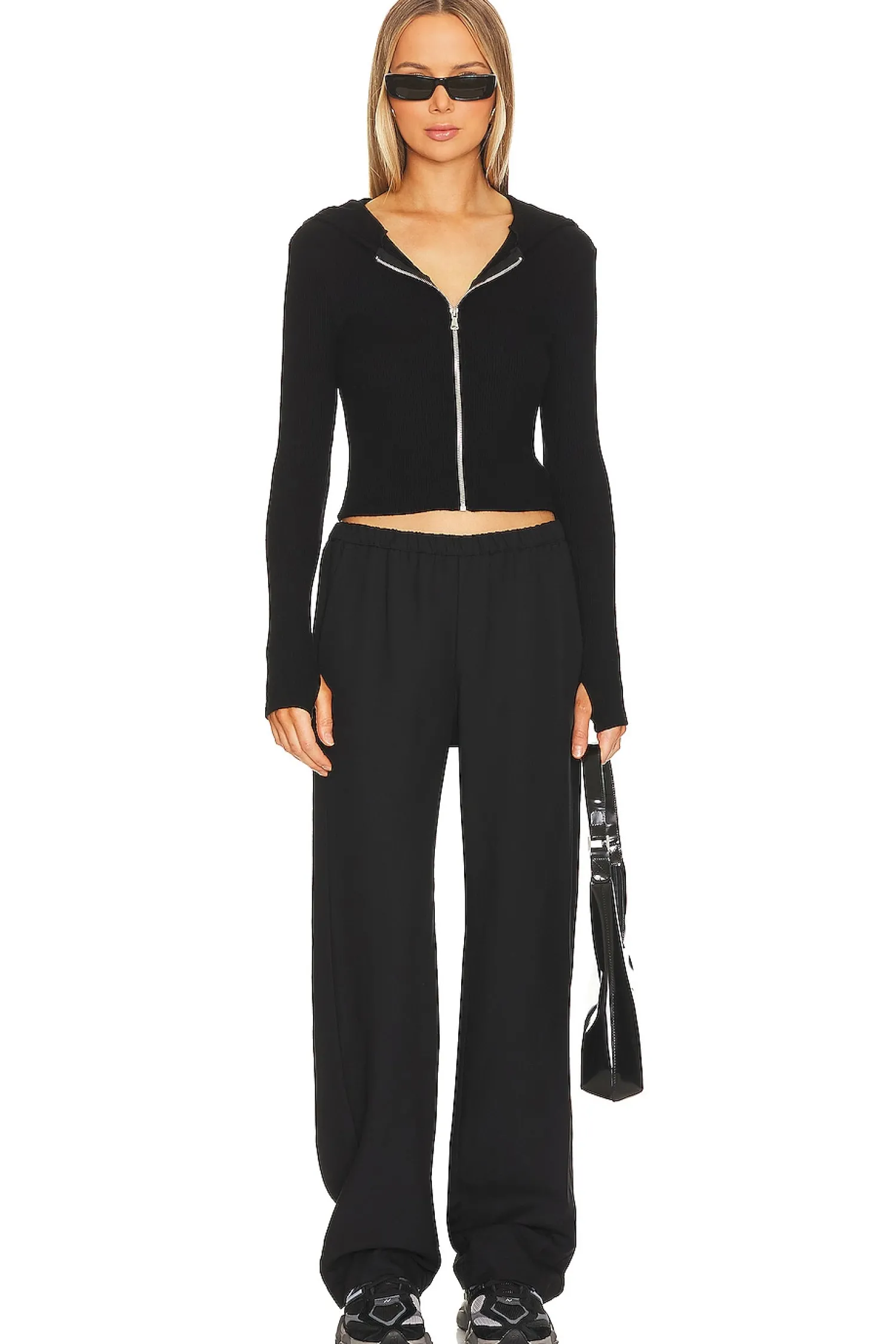 Women Michael Lauren Loungewear>Caspar Crop Fitted Hoodie