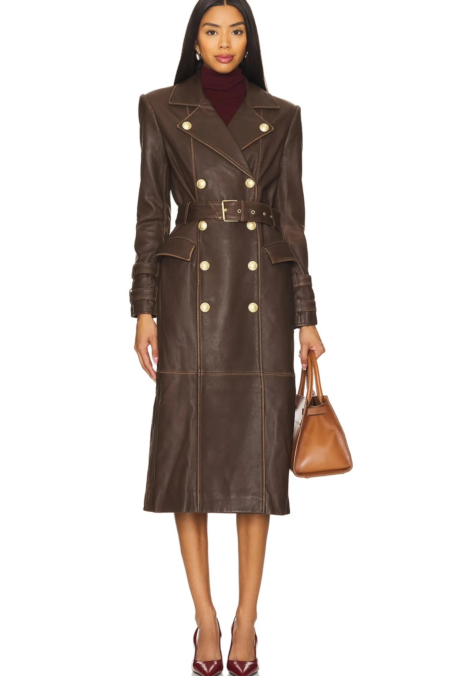 Women L'AGENCE Jackets & Coats>Celina Leather Trench Coat