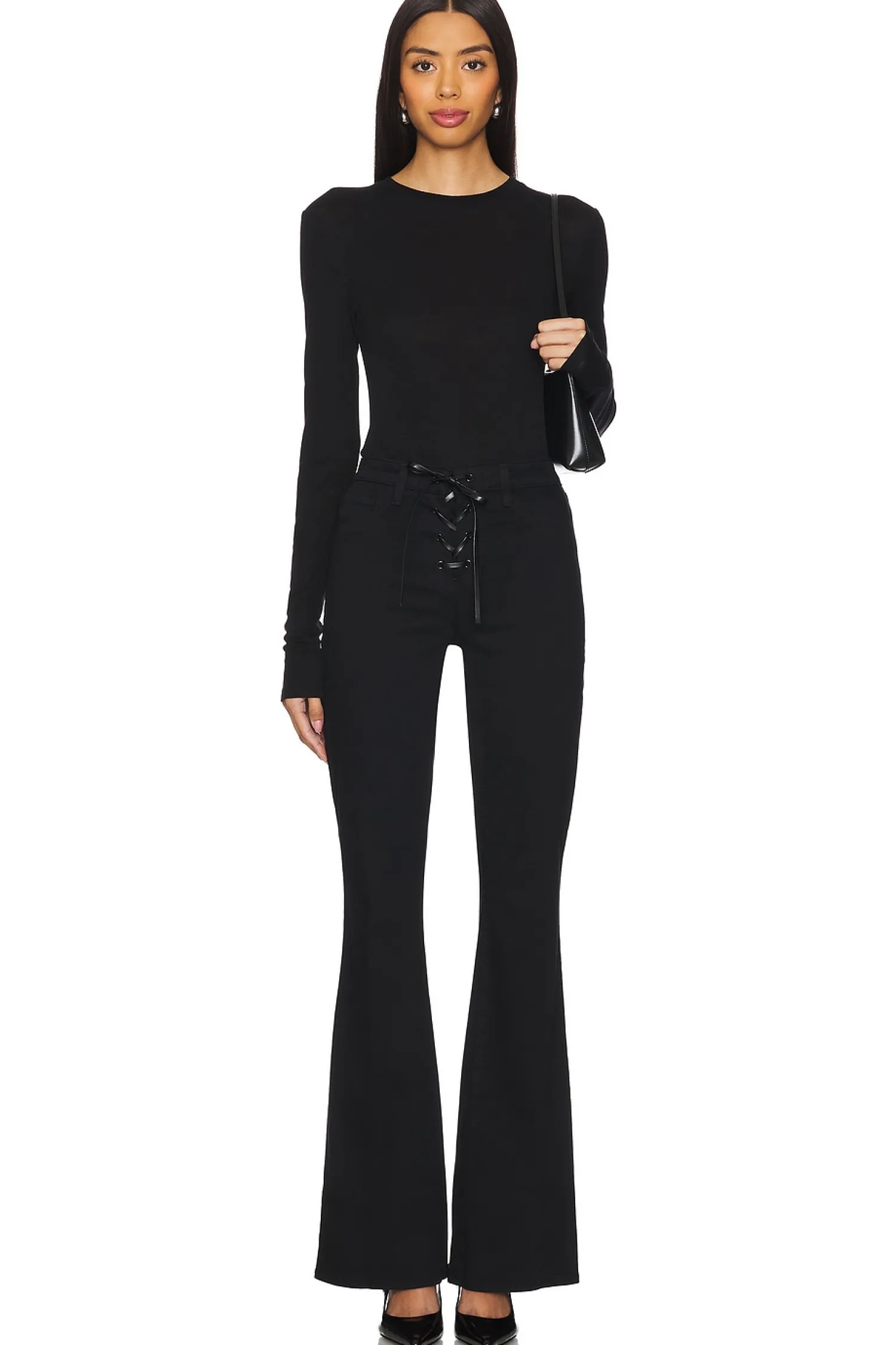 Women L'AGENCE Pants>Charis High Rise Front Lace Up Flare Pant