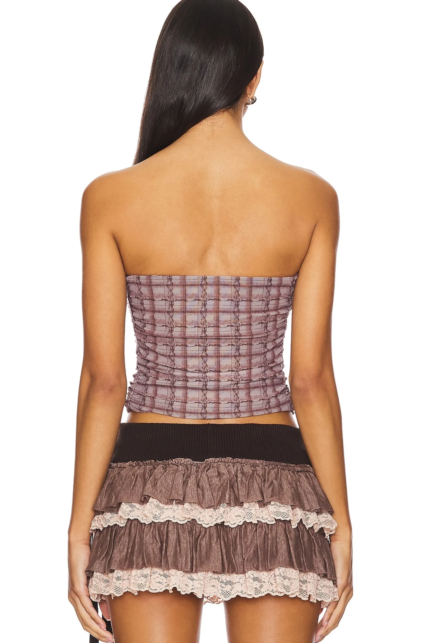 Women Zemeta Matching Sets>Checkered Tube Top