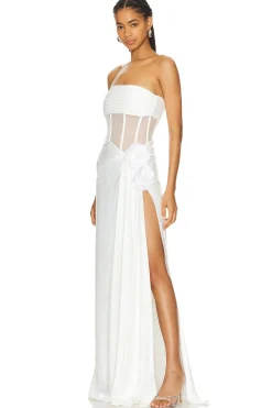 Women Bronx and Banco Dresses>Cora Strapless Blanc Dress