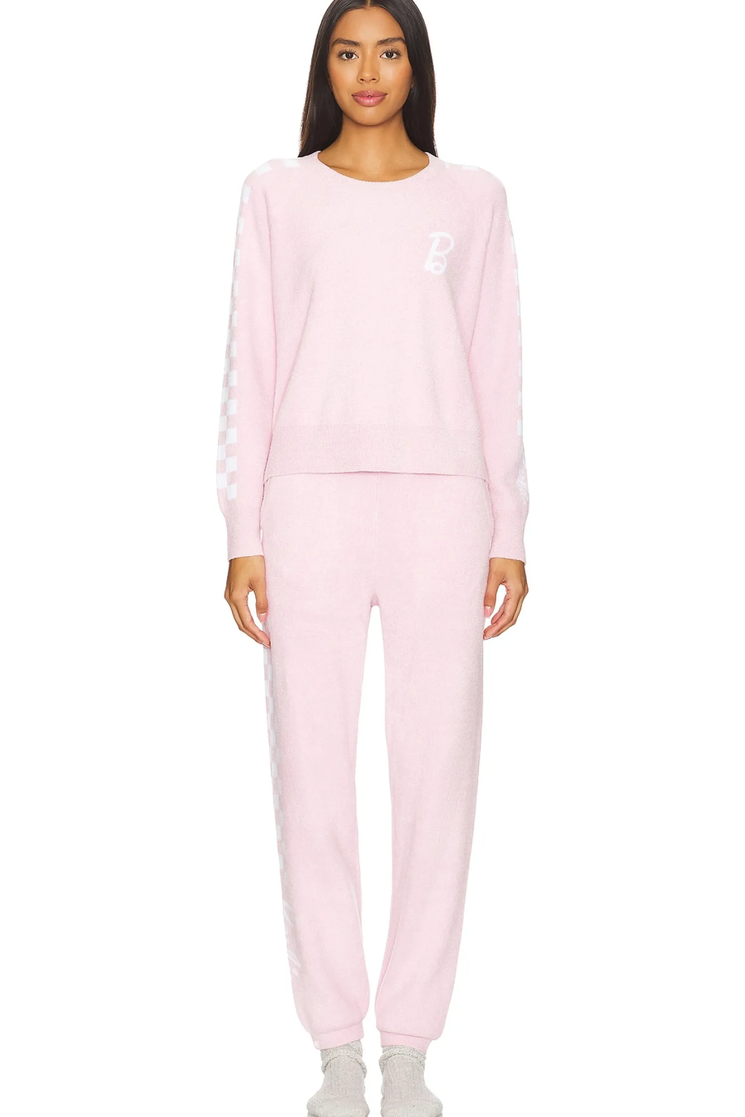 Women Barefoot Dreams Loungewear>CozyChic Ultra Light Barbie Checkered Pullover
