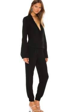 Women MONROW Jumpsuits>Crepe Long Sleeve Jumpsuit