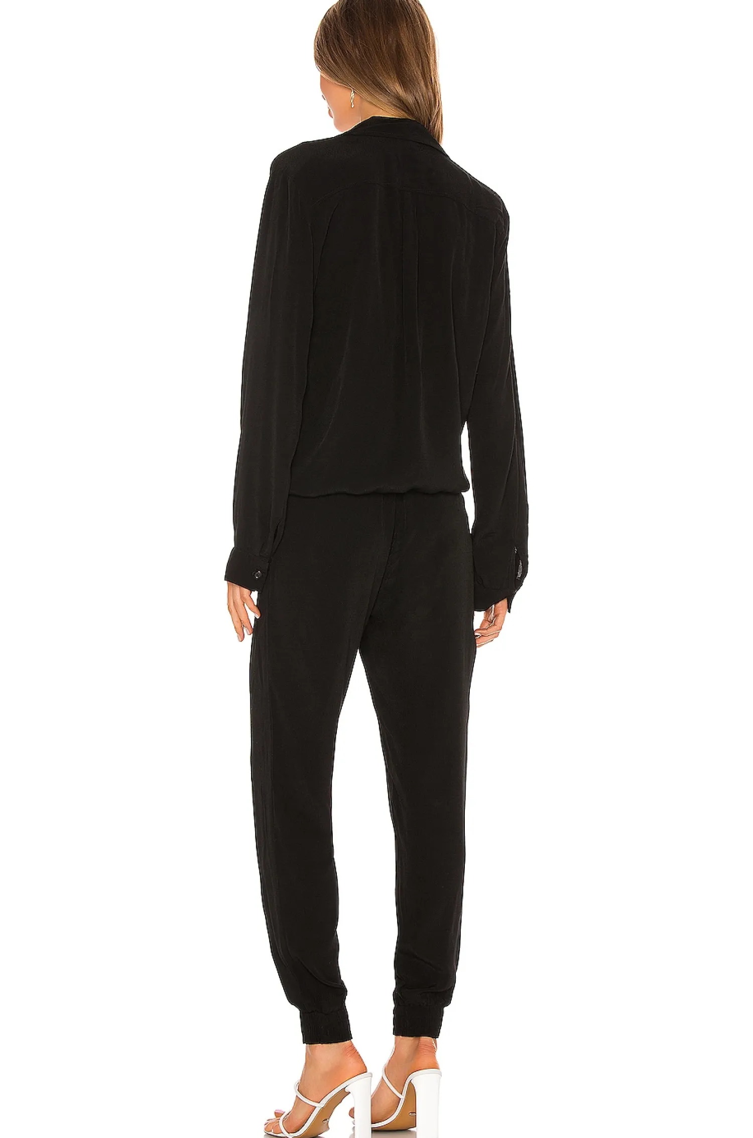 Women MONROW Jumpsuits>Crepe Long Sleeve Jumpsuit