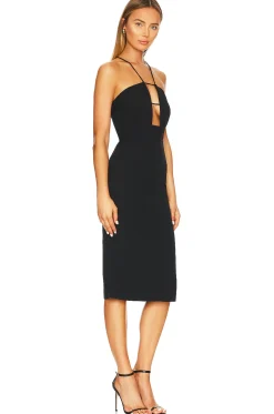 Women Bardot Dresses>Cristabel Plunge Midi Dress