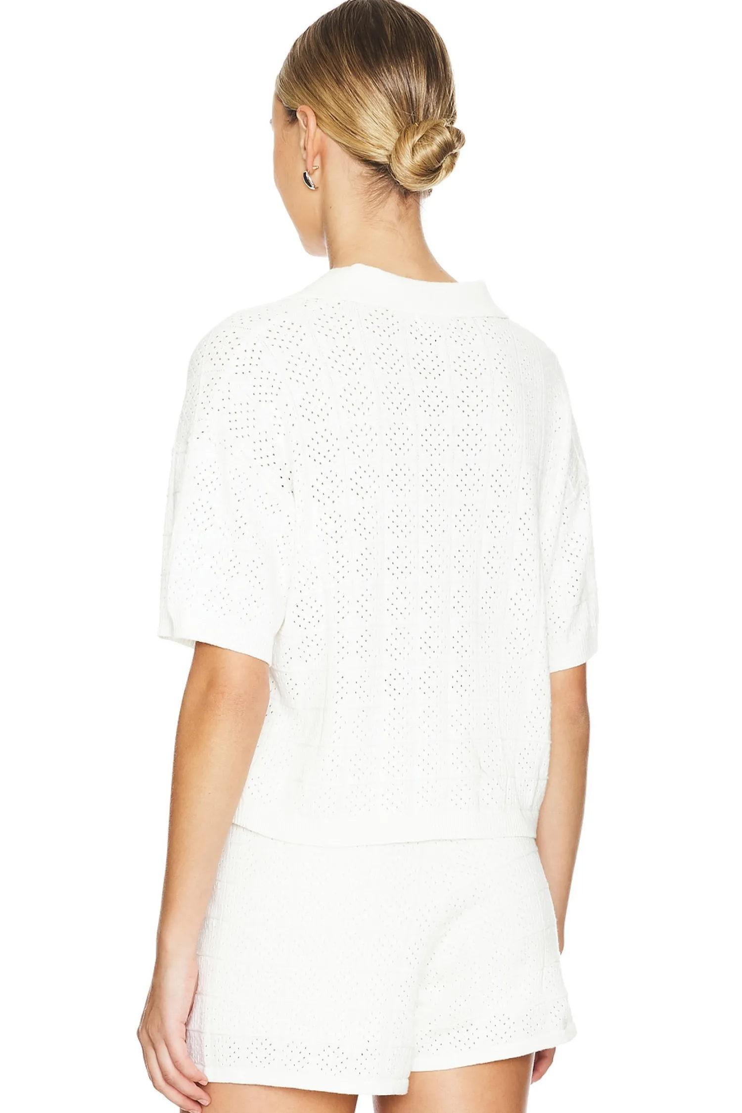 Women MONROW Matching Sets>Crochet Knit Oversized Polo Tee