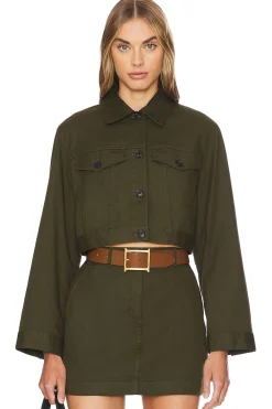 Women Theory Jackets & Coats>Crop Trucker Jacket