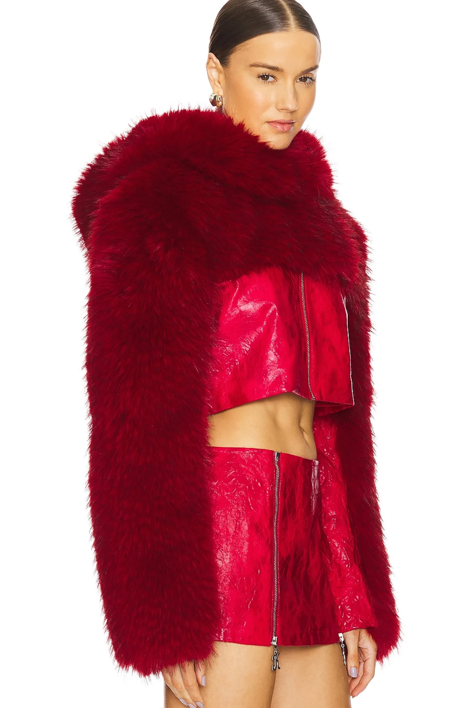 Women Kim Shui Jackets & Coats>Cropped Faux Fur Hoodie Jacket