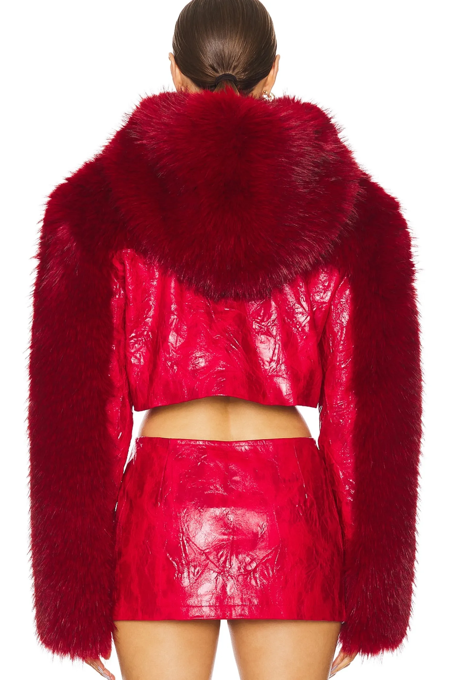 Women Kim Shui Jackets & Coats>Cropped Faux Fur Hoodie Jacket