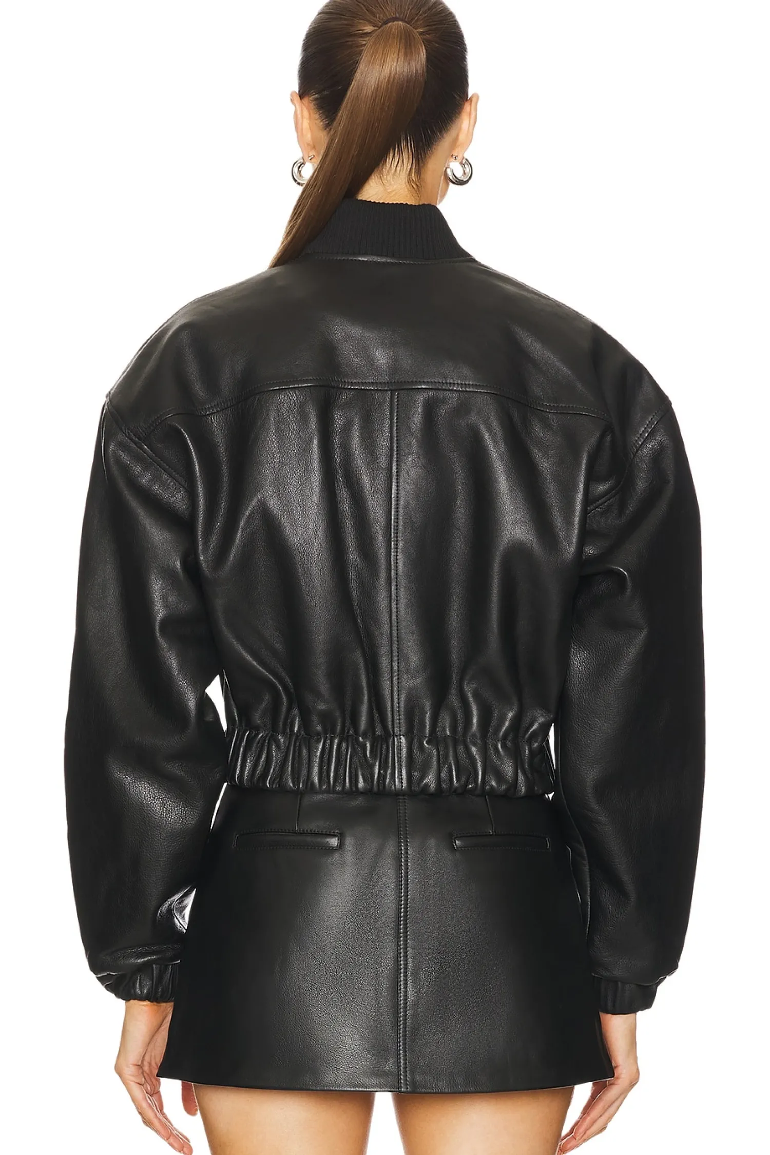 Women GRLFRND Jackets & Coats>Cropped Leather Bomber Jacket