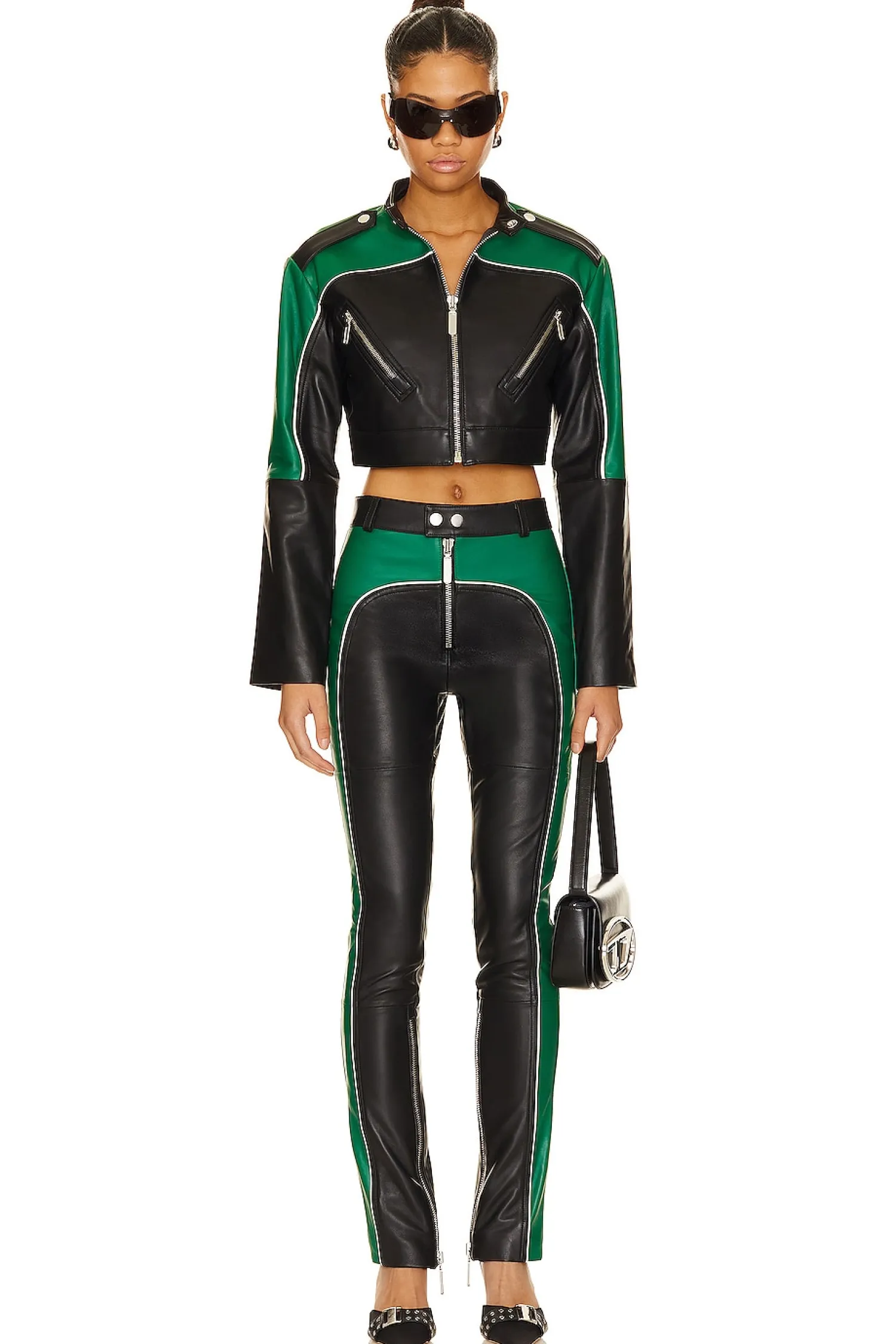 Women Camila Coelho Jackets & Coats>Cropped Moto Biker Leather Jacket
